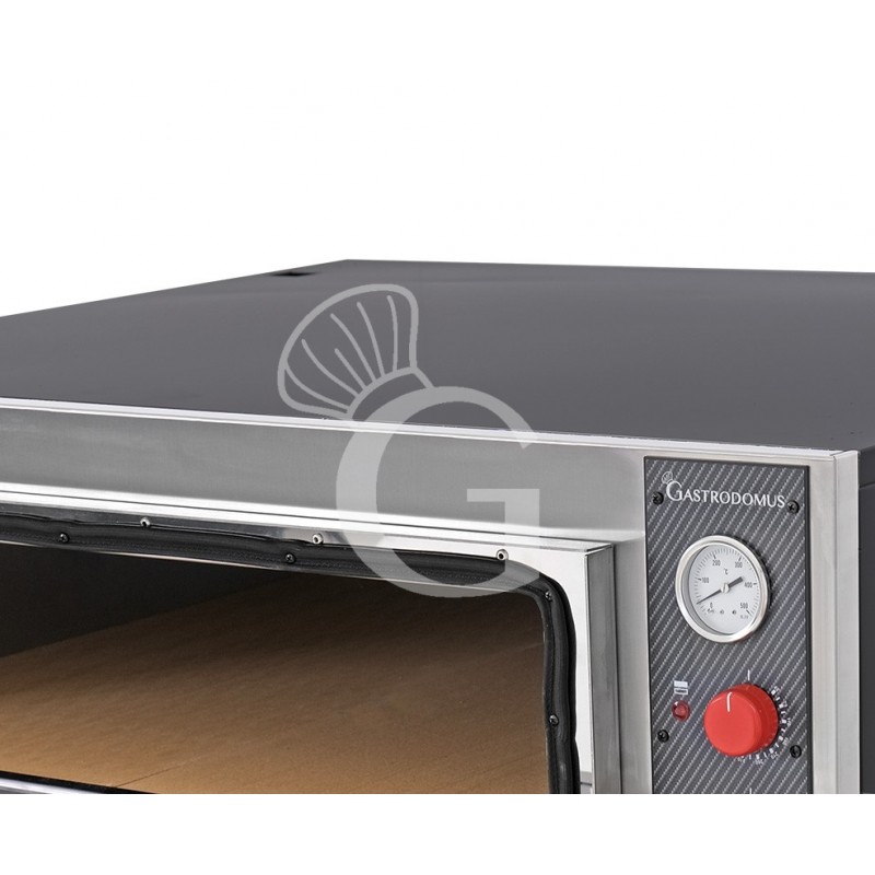 Horno eléctrico con puerta de vidrio 6 Moldes de 600X400 o 12 Pizzas diámetro 350 mm 2 Cámaras Control mecánico