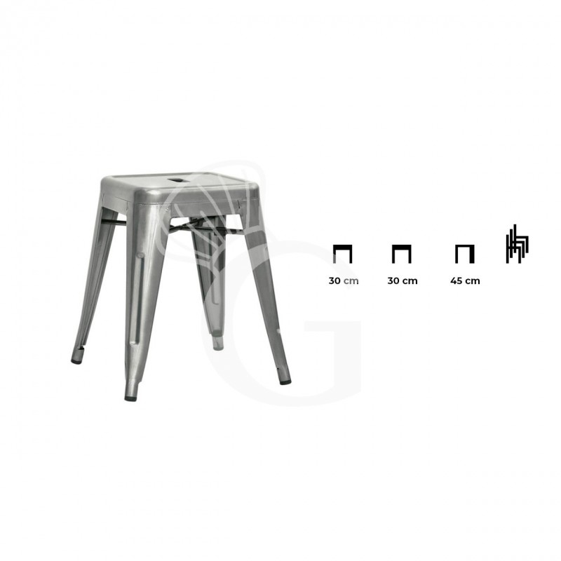 Taburete Pony con estructura y asiento de metal pintado