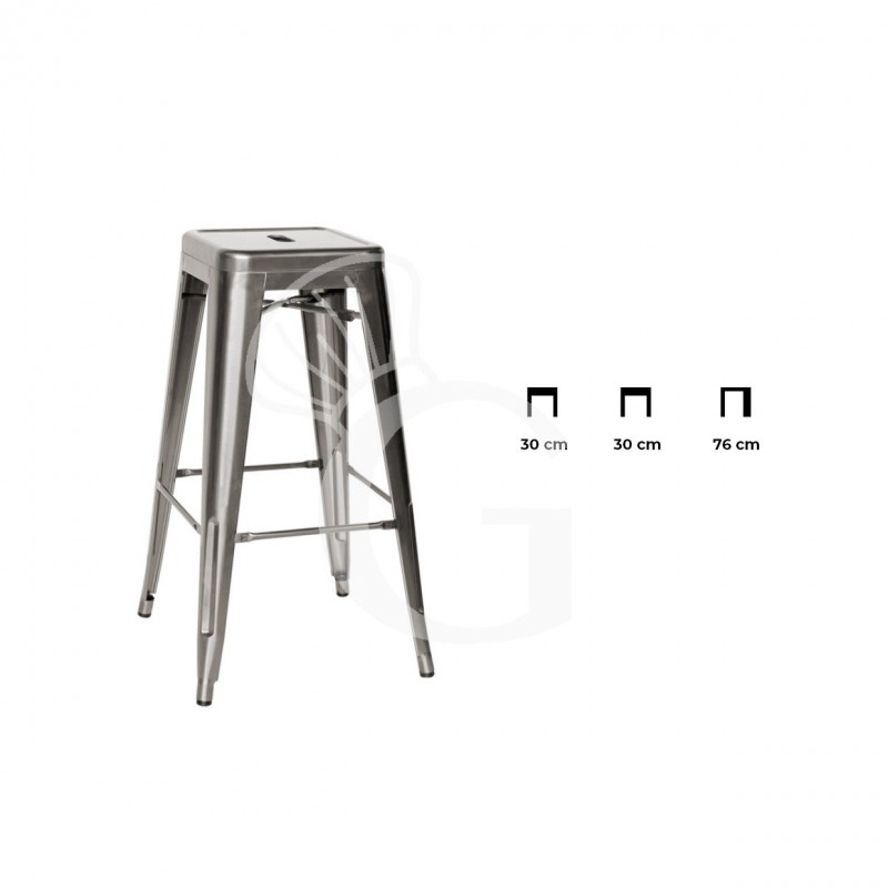 Taburete Pyramid 2 con estructura y asiento de metal pintado y barniz transparente