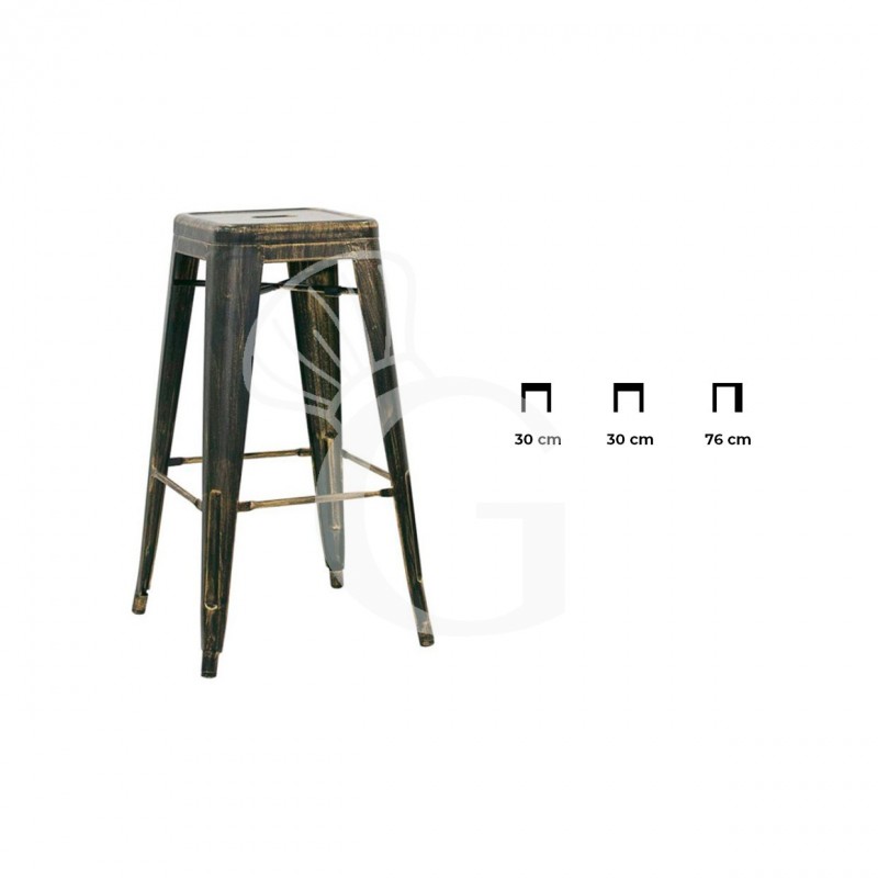 Taburete Loft de metal pintado efecto antiguo