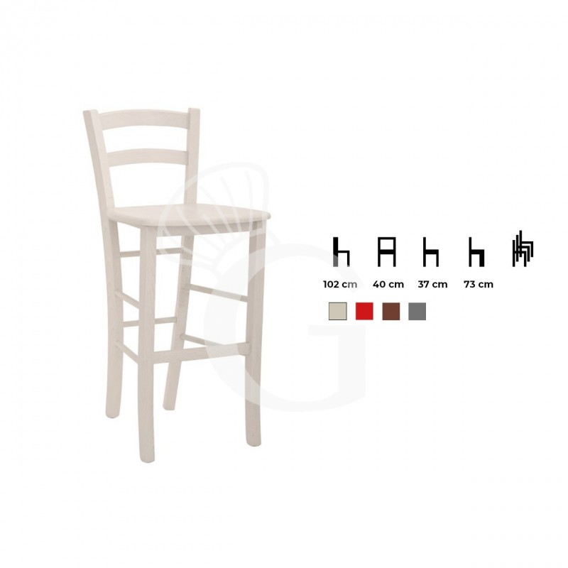 Taburete Goal con estructura y asiento de madera