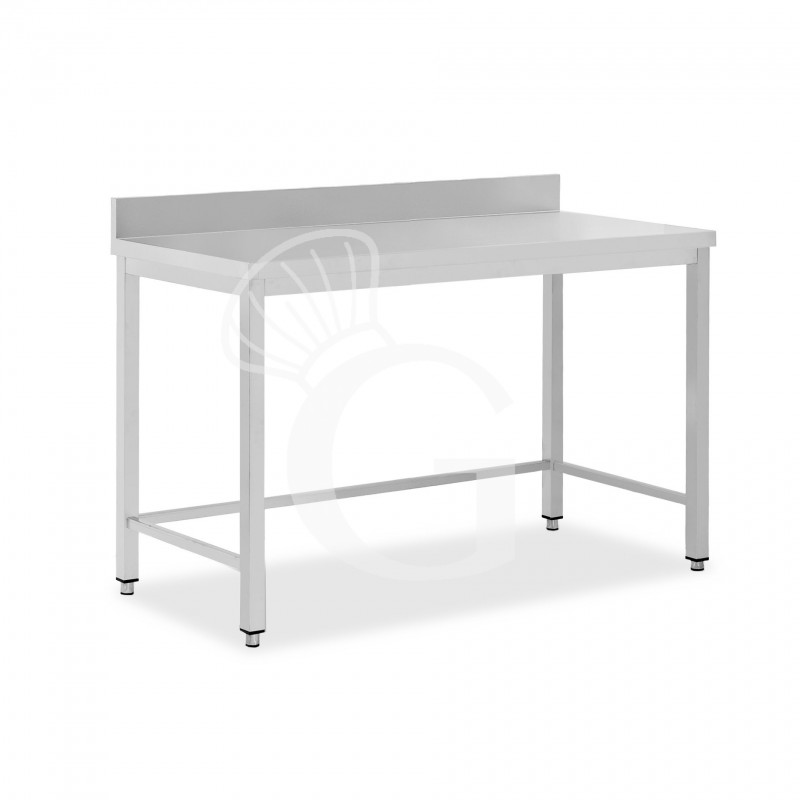 Mesa de acero inoxidable con peto trasero L 1400 mm x P 700 mm x A 950 mm