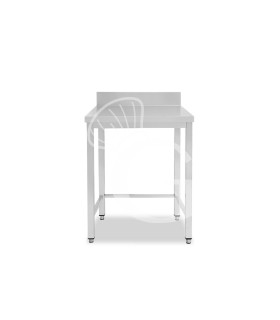 Mesa de acero inoxidable con peto trasero L 600 mm x P 800 mm x A 950 mm
