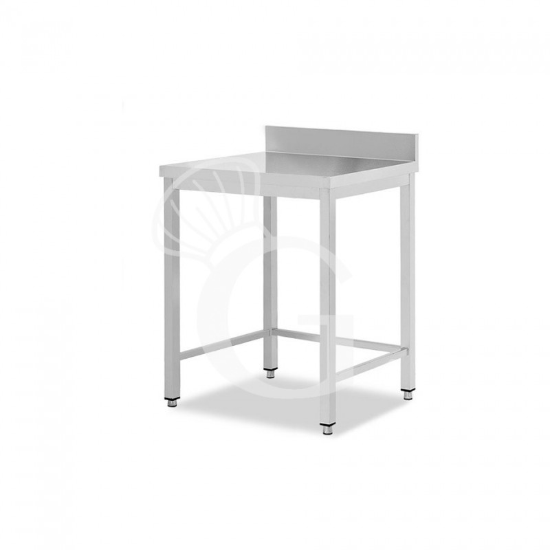 Mesa de acero inoxidable con peto trasero L 600 mm x P 800 mm x A 950 mm