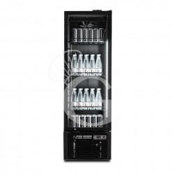 Armario expositor refrigerado ventilado para bebidas 1 puerta abatible con 258 LT 2°C/+8°C color negro