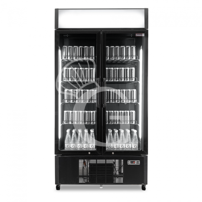 Frigo bebidas ventilado con 2 puertas con luminoso 1001 LT 2°C/+8°C color negro