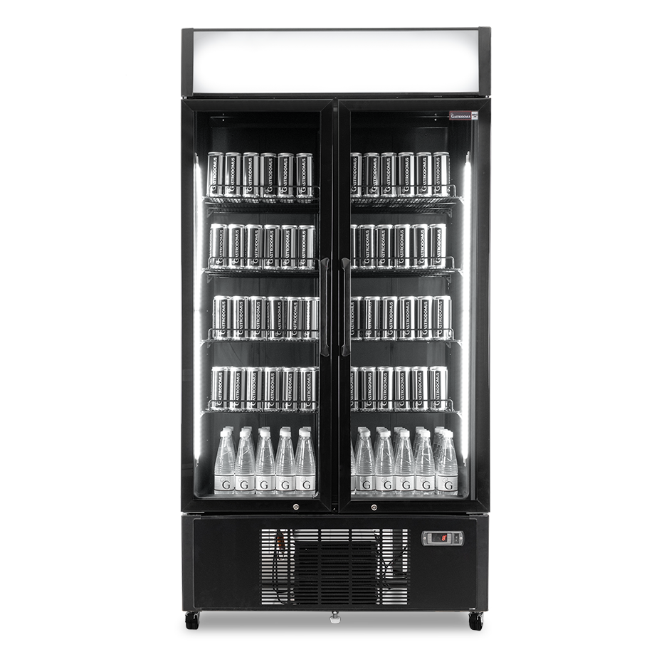 Frigo bebidas ventilado con 2 puertas con luminoso 1001 LT 2°C/+8°C color negro