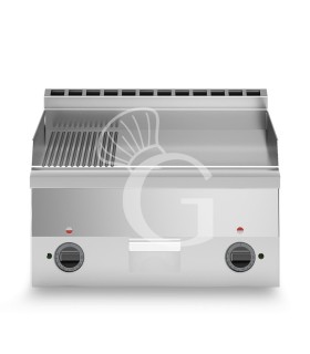 Fry top eléctrico de sobremesa placa 2/3 lisa 1/3 ranurada cromada 6000 W trifásico P 600 mm