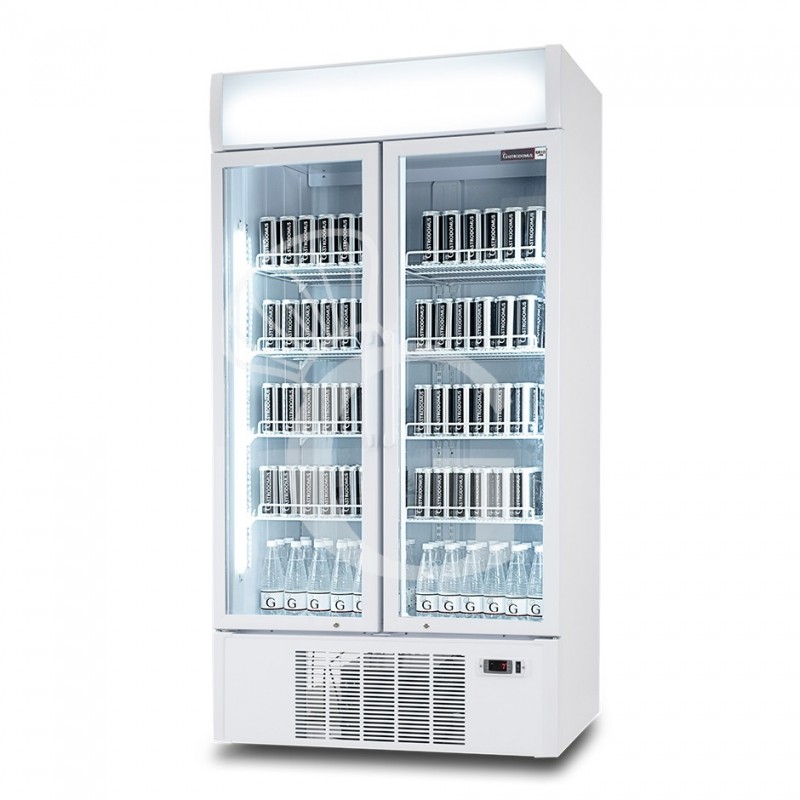 Frigo bebidas ventilado con 2 puertas con luminoso 1001 LT 2°C/+8°C color blanco