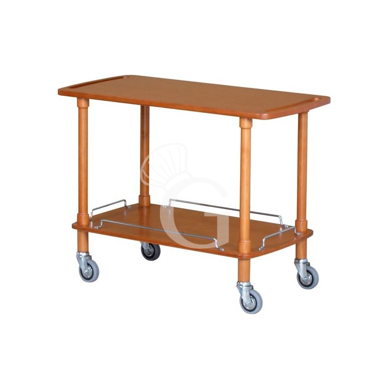 Carro de servicio de madera con 2 pisos, L 1100 mm x P 400 mm x A 820 mm