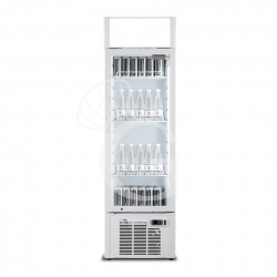 Armario expositor refrigerado ventilado para bebidas 1 puerta abatible con luminoso 249 LT 2°C/+8°C color blanco
