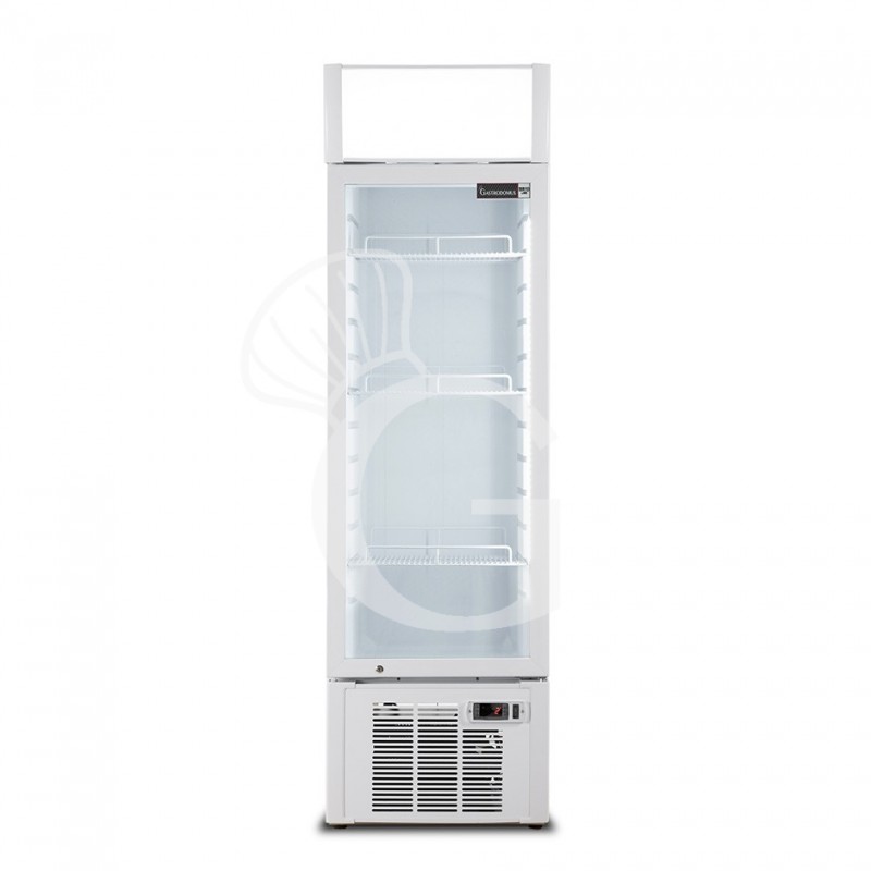 Armario expositor refrigerado ventilado para bebidas 1 puerta abatible con luminoso 249 LT 2°C/+8°C color blanco