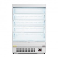 Mural expositor ventilado blanco con cortina nocturna, temperatura -1°C/+7°C y longitud 1520 mm