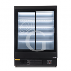 Expositor mural ventilado negro con puertas correderas, temperatura -1°C/+7°C L 1520 mm