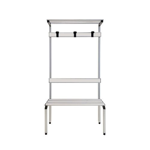 Banco de aluminio con perchero 3 plazas, 1000 x 410 x 1870 mm