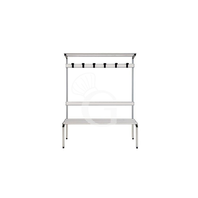 Banco de aluminio con perchero 4 plazas, 1500 x 410 x 1870 mm