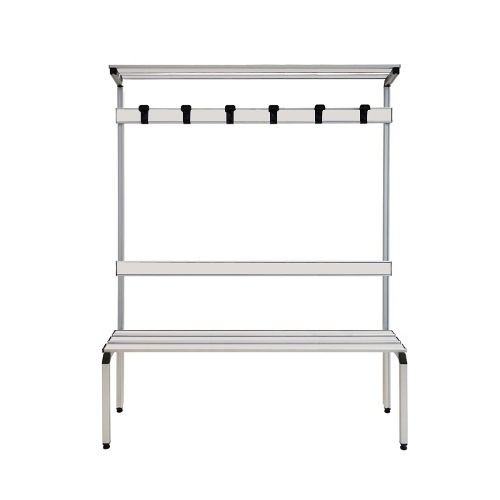 Banco de aluminio con perchero 4 plazas, 1500 x 410 x 1870 mm