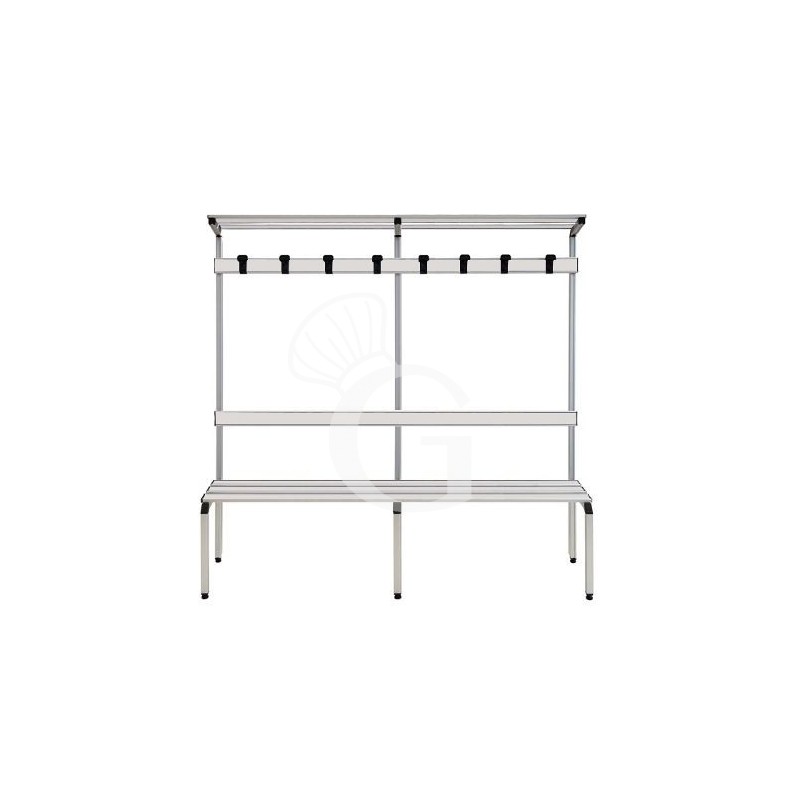 Banco de aluminio con perchero 6 plazas, 2000 x 410 x 1870 mm