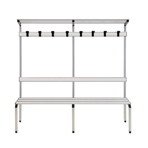 Banco de aluminio con perchero 6 plazas, 2000 x 410 x 1870 mm