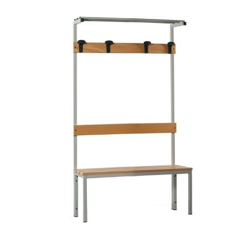 Banco de aluminio con perchero 3 plazas, 1000 x 390 x 1840 mm