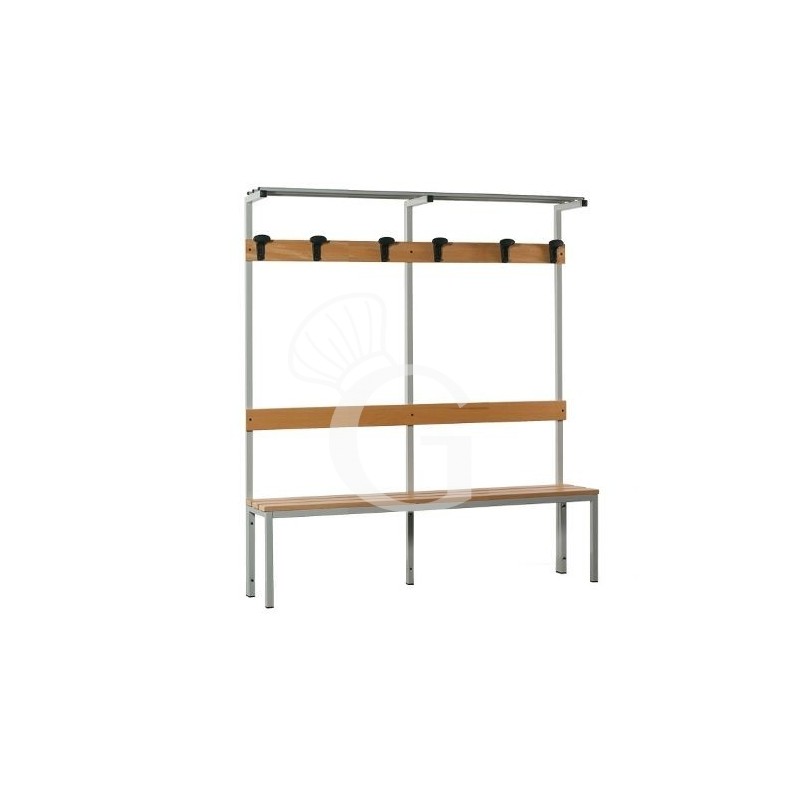 Banco de aluminio con perchero 4 plazas, 1500 x 390 x 1840 mm