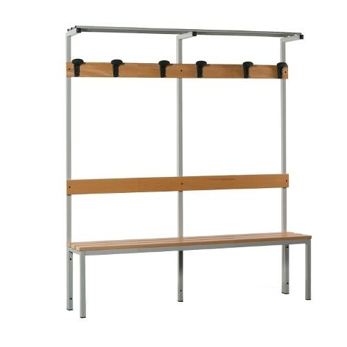 Banco de aluminio con perchero 4 plazas, 1500 x 390 x 1840 mm