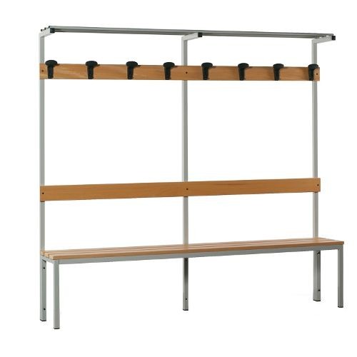 Banco de aluminio con perchero 6 plazas, 2000 x 390 x 1840 mm