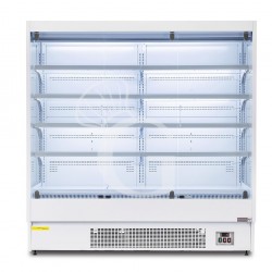 Expositor mural ventilado blanco con puertas batientes, temperatura -1°C/+7°C y longitud 1920 mm