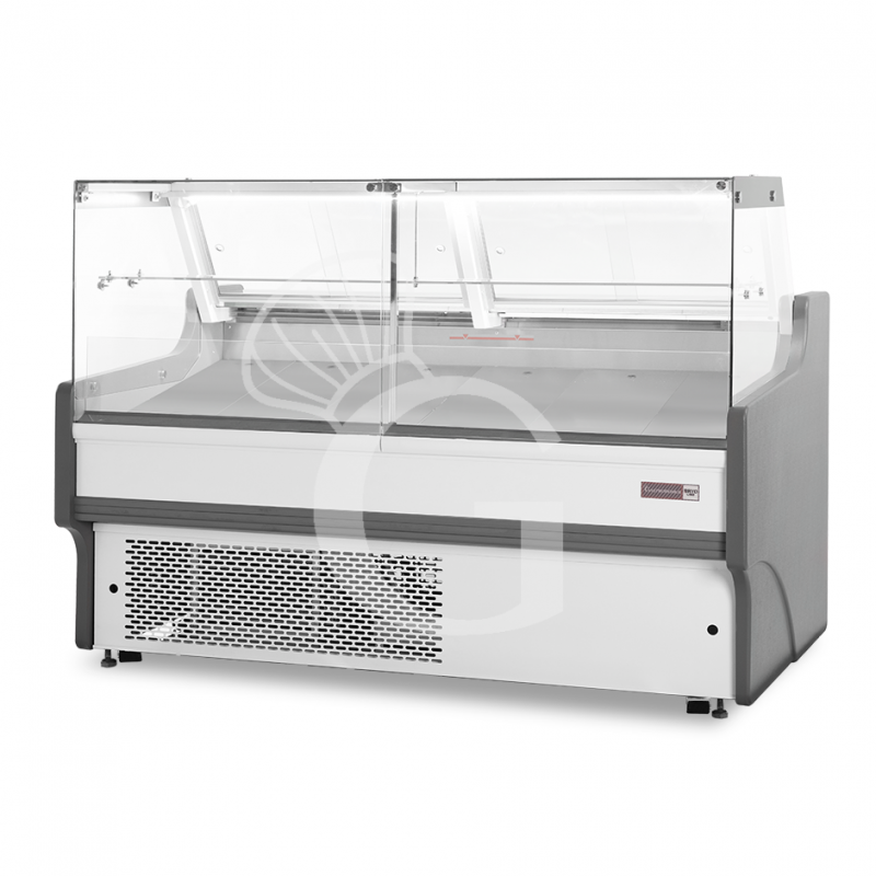 Vitrina expositora gastronomía ventilada, cristal recto, estante intermedio, 0°/+5°C, longitud 1955 mm Full opcional