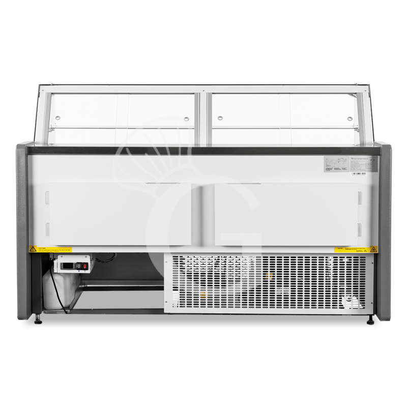 Vitrina expositora gastronomía ventilada, cristal recto, estante intermedio, 0°/+5°C, longitud 1955 mm Full opcional