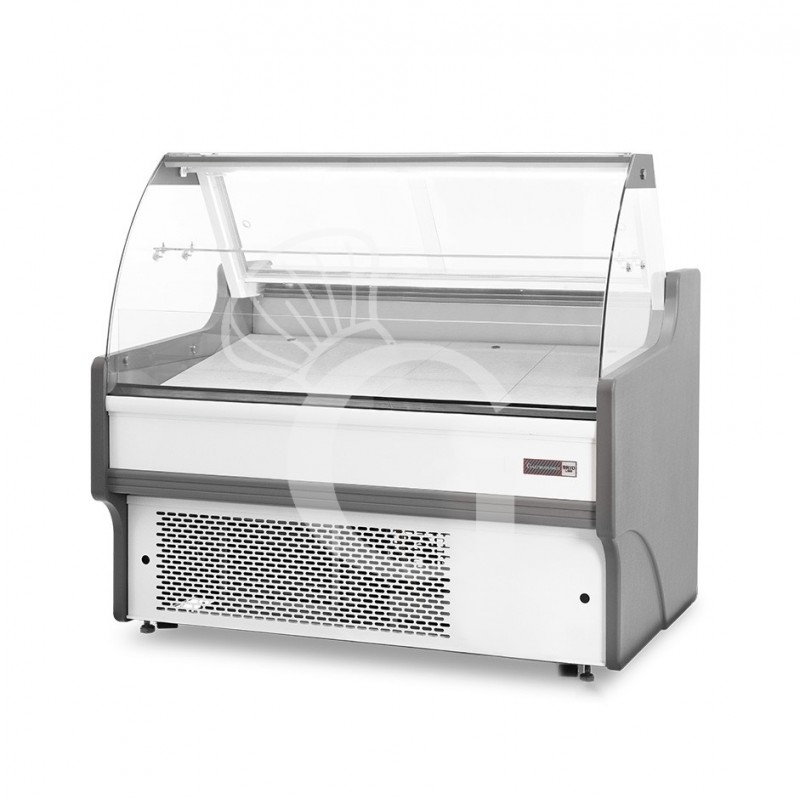 Vitrina expositora gastronomía ventilada, cristal curvado, estante intermedio, 0°/+5°C, longitud 1330 mm Full opcional