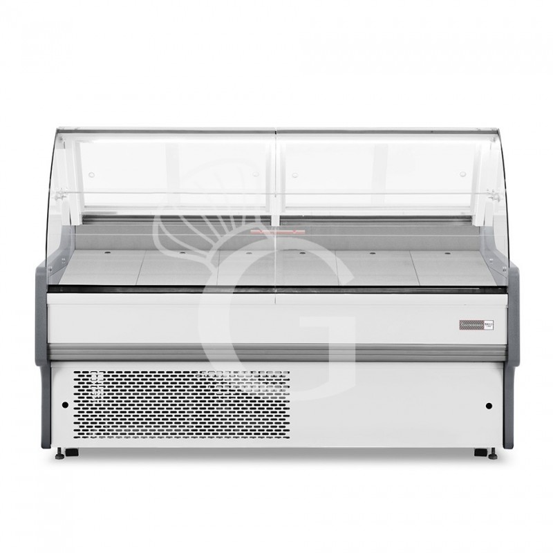 Vitrina expositora gastronomía ventilada, cristal curvado, estante intermedio, 0°/+5°C, longitud 1955 mm Full opcional.