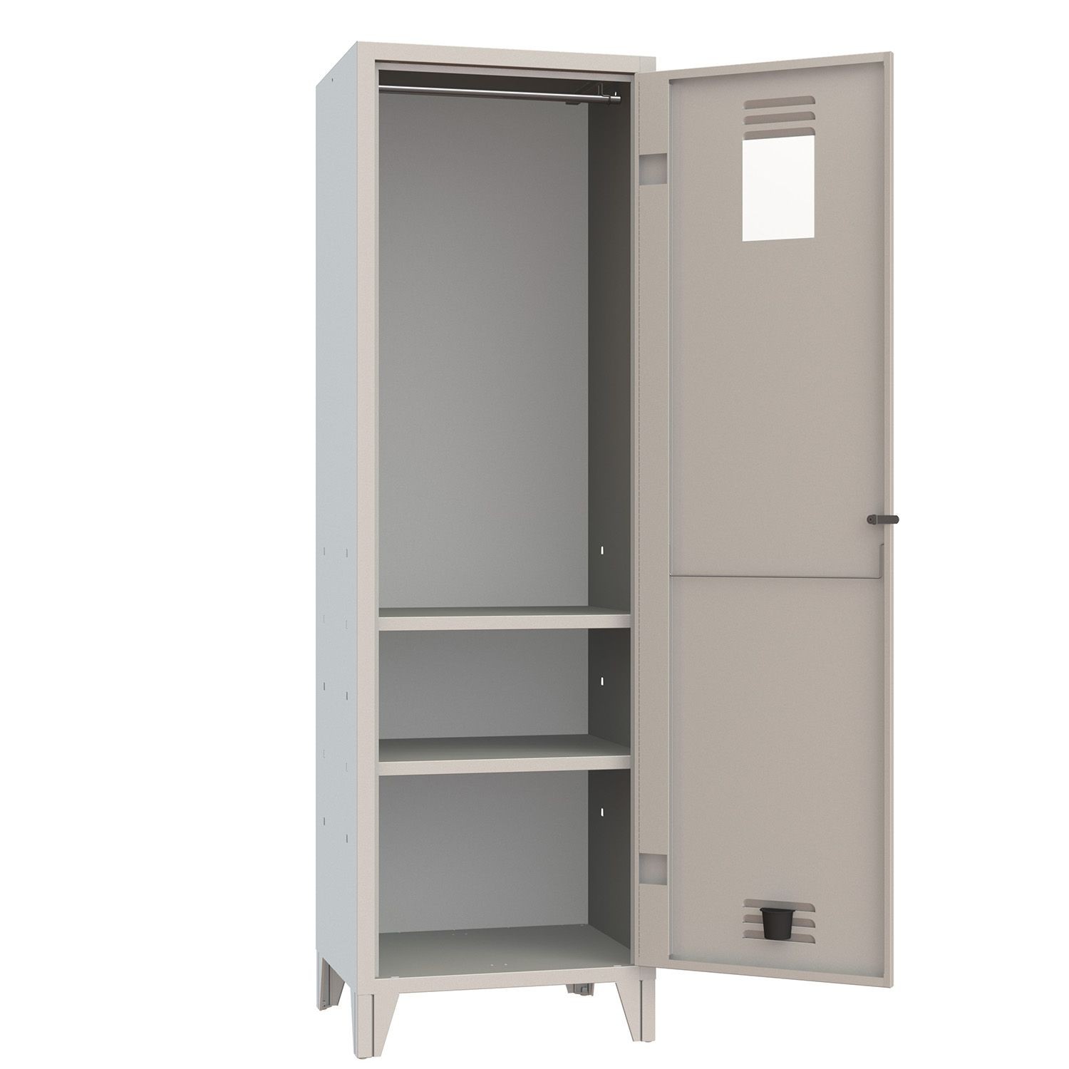 Taquilla vestuario monobloc 1 puesto, 600x500x1950 mm Color estándar RAL 7035