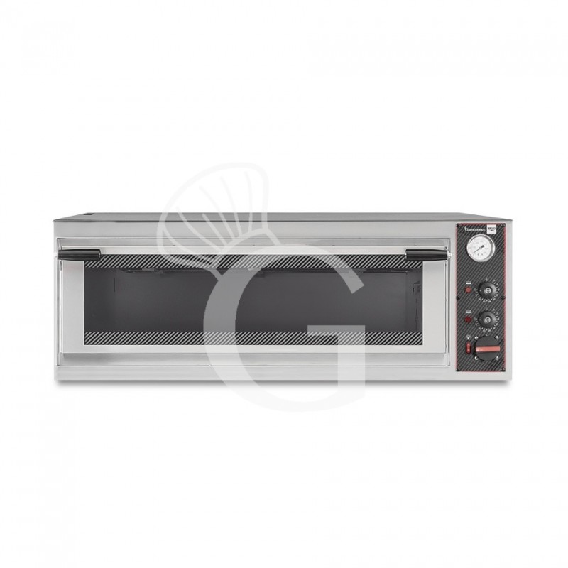 Horno eléctrico puerta de cristal para 2 bandejas 600x400 o 4 pizzas Ø 400mm 1 cámara con control mecánico
