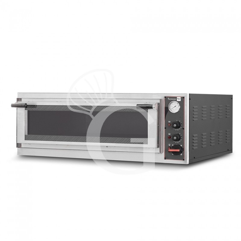 Horno eléctrico puerta de cristal para 2 bandejas 600x400 o 4 pizzas Ø 400mm 1 cámara con control mecánico