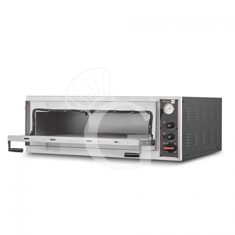 Horno eléctrico puerta de cristal para 3 bandejas 600x400 o 6 pizzas Ø 350mm 1 cámara con control mecánico