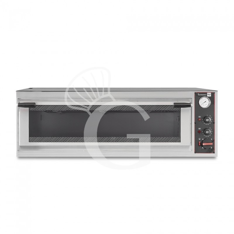 Horno eléctrico puerta de cristal para 4 bandejas 600x400 o 6 pizzas Ø 400mm 1 cámara con control mecánico