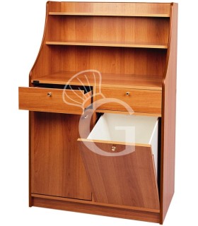 Mueble de servicio de nogal alto y doble con puerta y tolva - L 950 mm x P 490 mm x A 1440 mm