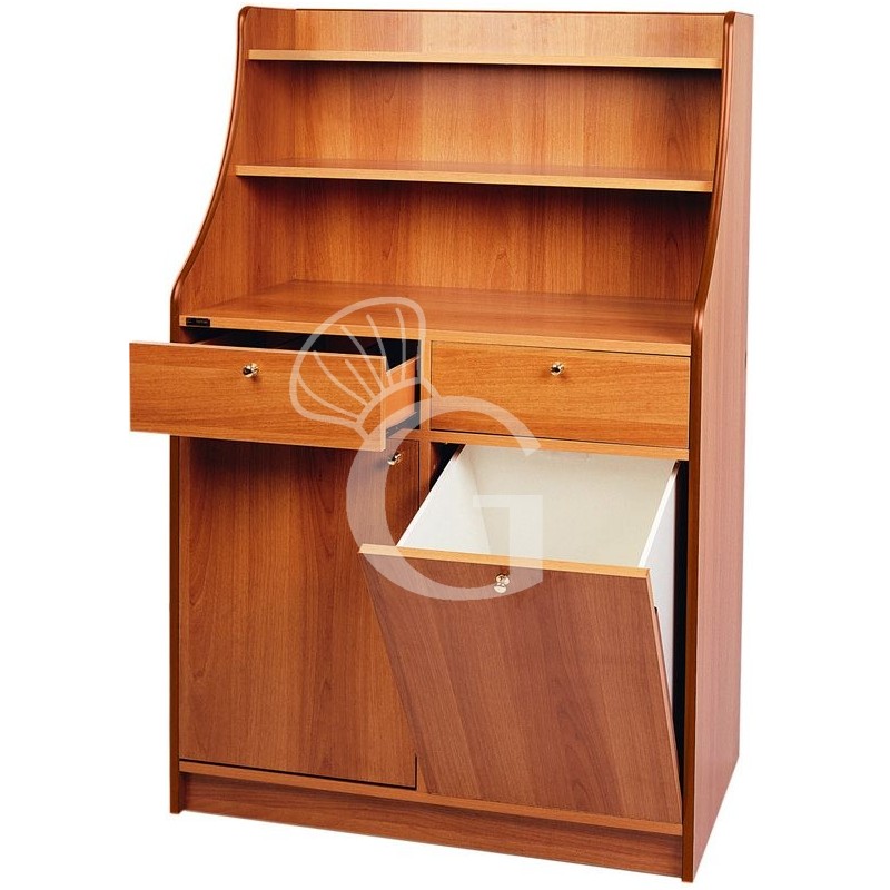 Mueble de servicio de nogal alto y doble con puerta y tolva - L 950 mm x P 490 mm x A 1440 mm