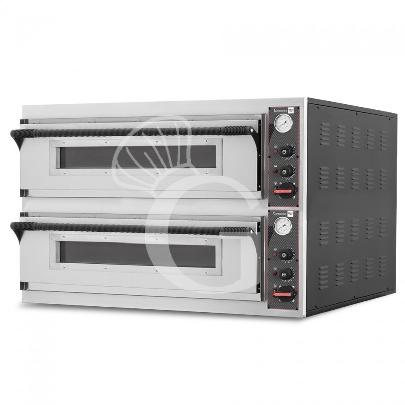 Horno eléctrico con 2 cámaras control mecánico para 6+6 pizzas de 350 mm de diámetro