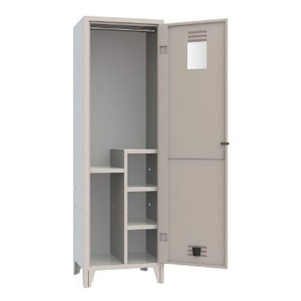 Taquilla vestuario bomberos monobloc 1 puesto, 600x500x1950 mm Color estándar RAL 7035