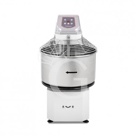 Amasadora de espiral monofásica con cabezal elevable y cuba extraíble mandos digitales - capacidad 42 LT Amasadora de espiral monofásica con cabezal elevable y cuba extraíble mandos digitales - capacidad 42 LT