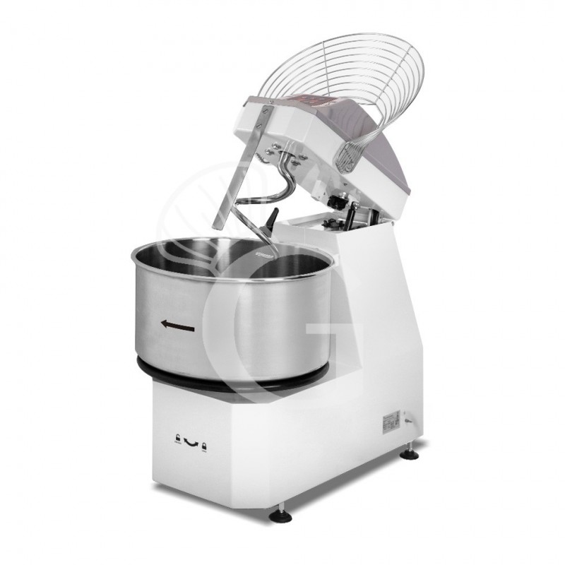 Amasadora de espiral monofásica con cabezal elevable y cuba extraíble mandos digitales - capacidad 32 LT