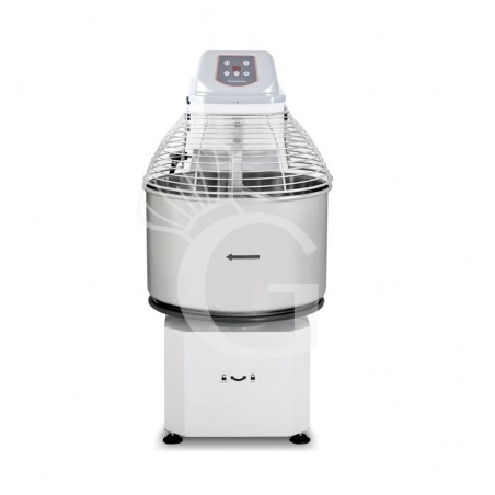 Amasadora de espiral trifásica con cabezal elevable y cuba extraíble mandos digitales - capacidad 62 LT Amasadora de espiral trifásica con cabezal elevable y cuba extraíble mandos digitales - capacidad 62 LT