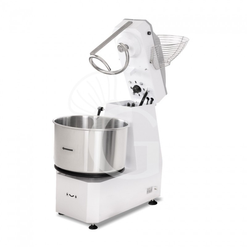 Amasadora de espiral trifásica con cabezal elevable y cuba extraíble mandos digitales - capacidad 62 LT