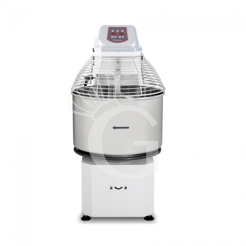 Amasadora de espiral trifásica con cabezal elevable y cuba extraíble mandos digitales - capacidad 60 LT Amasadora de espiral trifásica con cabezal elevable y cuba extraíble mandos digitales - capacidad 60 LT