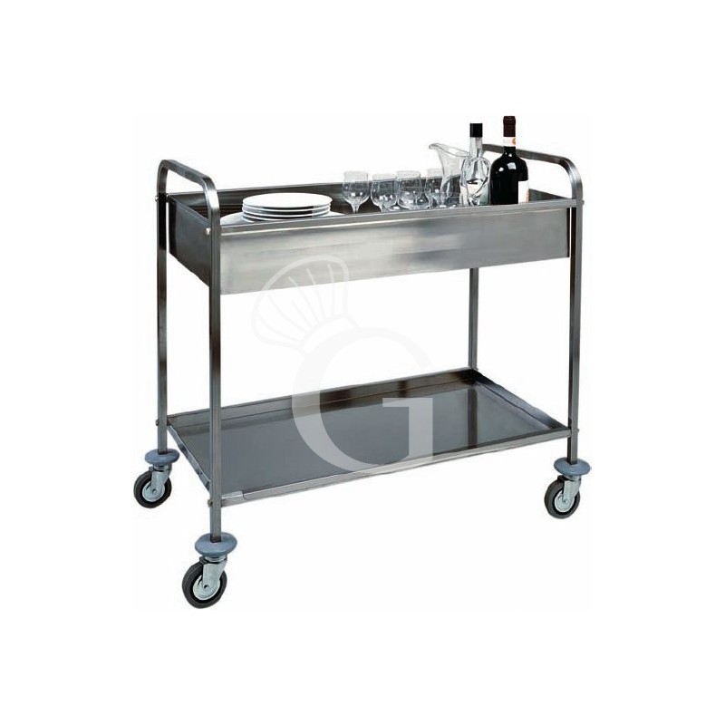 Carro de servicio de acero inoxidable 1 cuba para recoger vajilla L 1010 mm x P 570 mm x A 970 mm