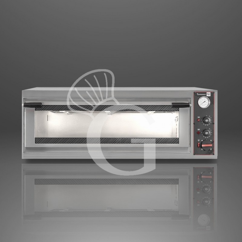 Horno eléctrico puerta de cristal para 2 bandejas 600x400 o 4 pizzas Ø 400mm 1 cámara con control mecánico