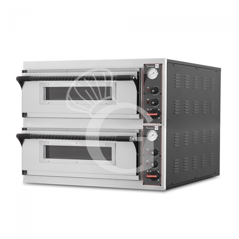 Horno eléctrico con 2 cámaras control mecánico para 4+4 pizzas de 320 mm de diámetro