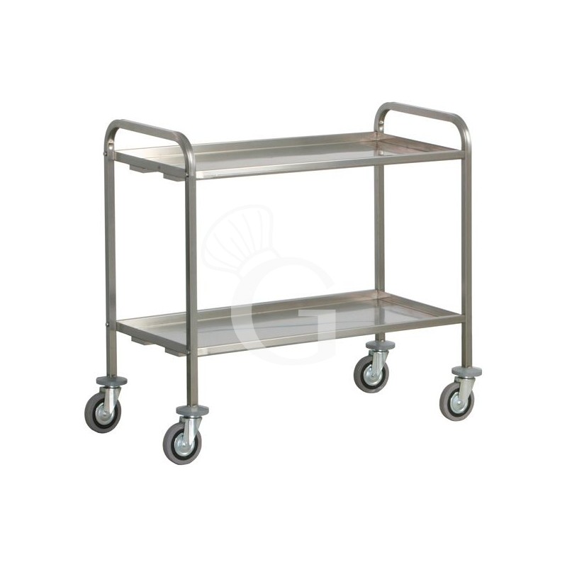 Carro de servicio de acero inoxidable 2 estantes para transporte pesado L 1120 mm x P 670 mm x A 980 mm
